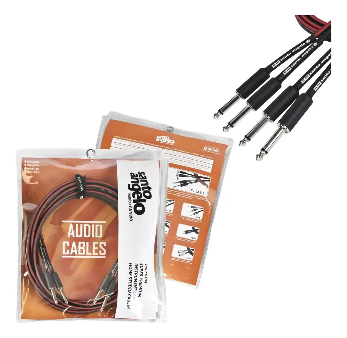 Cabo P10 Santo Angelo 6,10m Preto Vermelho Para Instrumentos Musicais