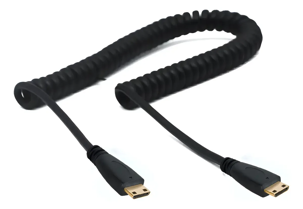 Cabo HDMI Espiral Mini-HDMI 2.0 4K de 40cm para Câmeras