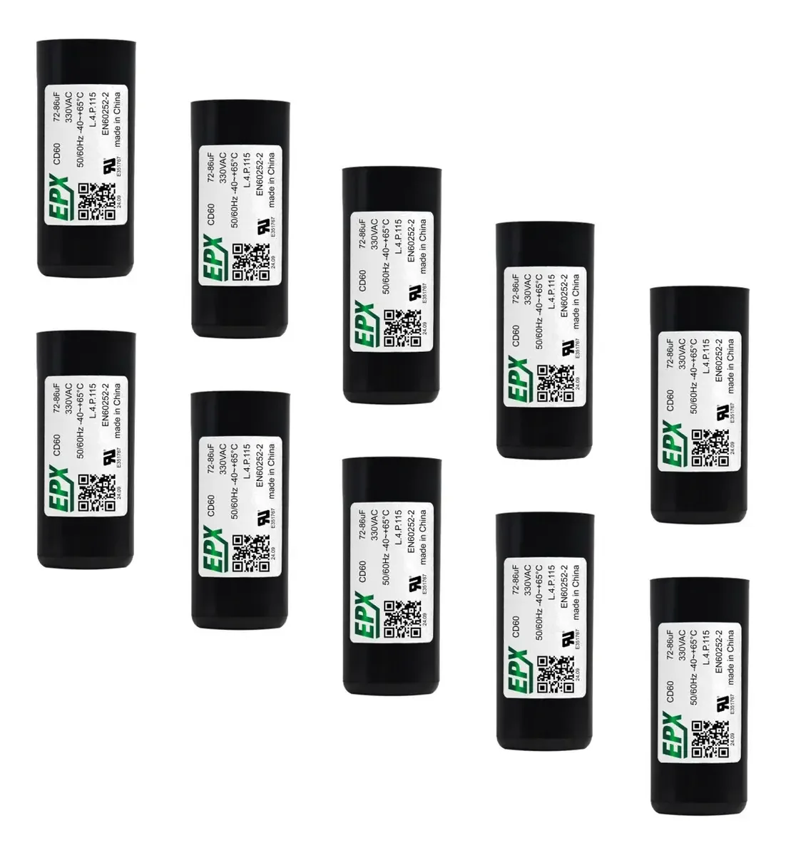 Kit 10 Capacitores De Partida Eletrolitico 72-86uf 330v