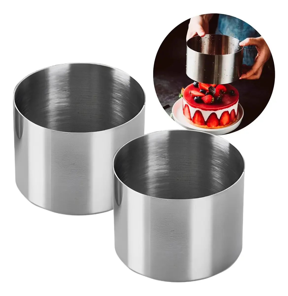 2 Aros Cortadores Redondos Profissionais Confeitar Inox 10x8 Cm