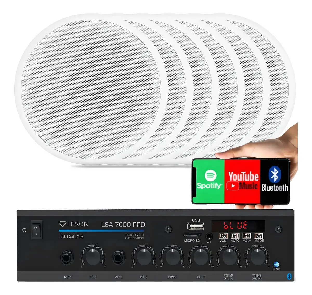 Som Ambiente Orion Bluetooth 4 Canais 500W + 6 Caixas de Teto