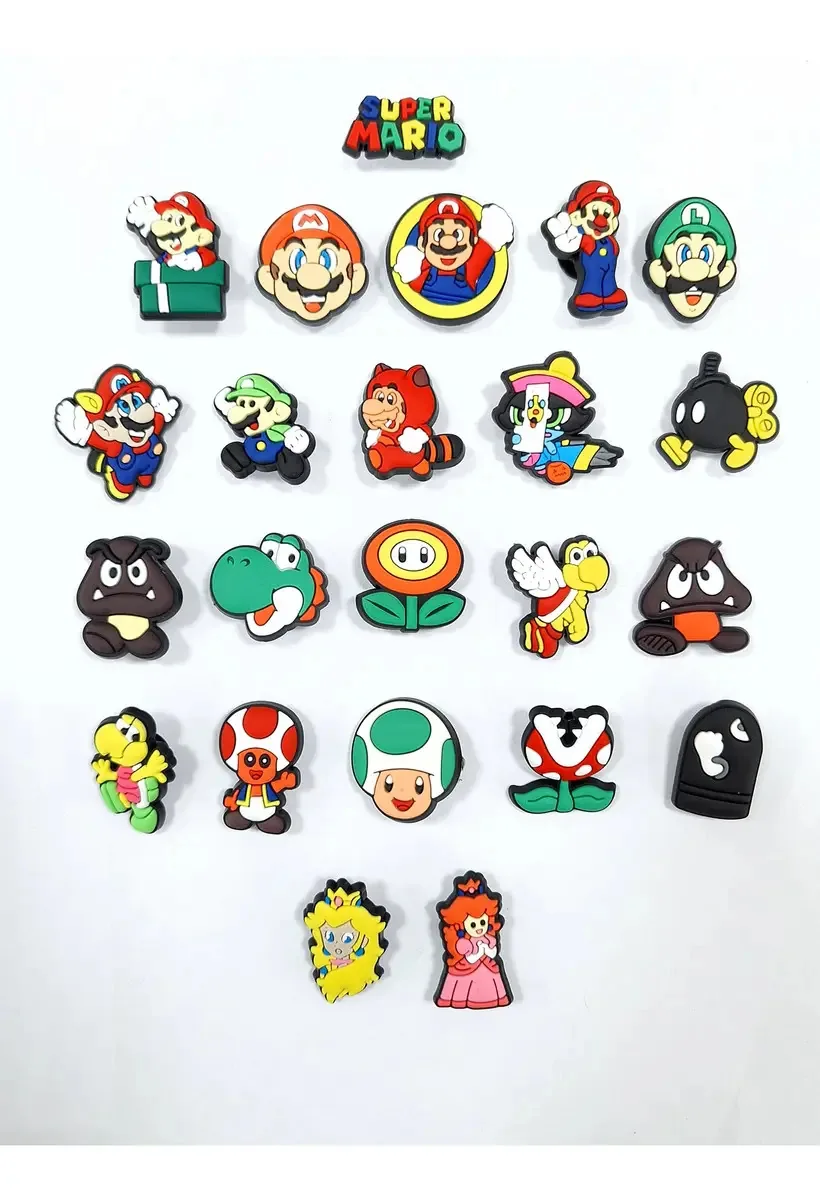 Kit 10 Pins Bottons Enfeites Para Crocs Jibbtz Babuche Cor Pins Mario Botons Mario