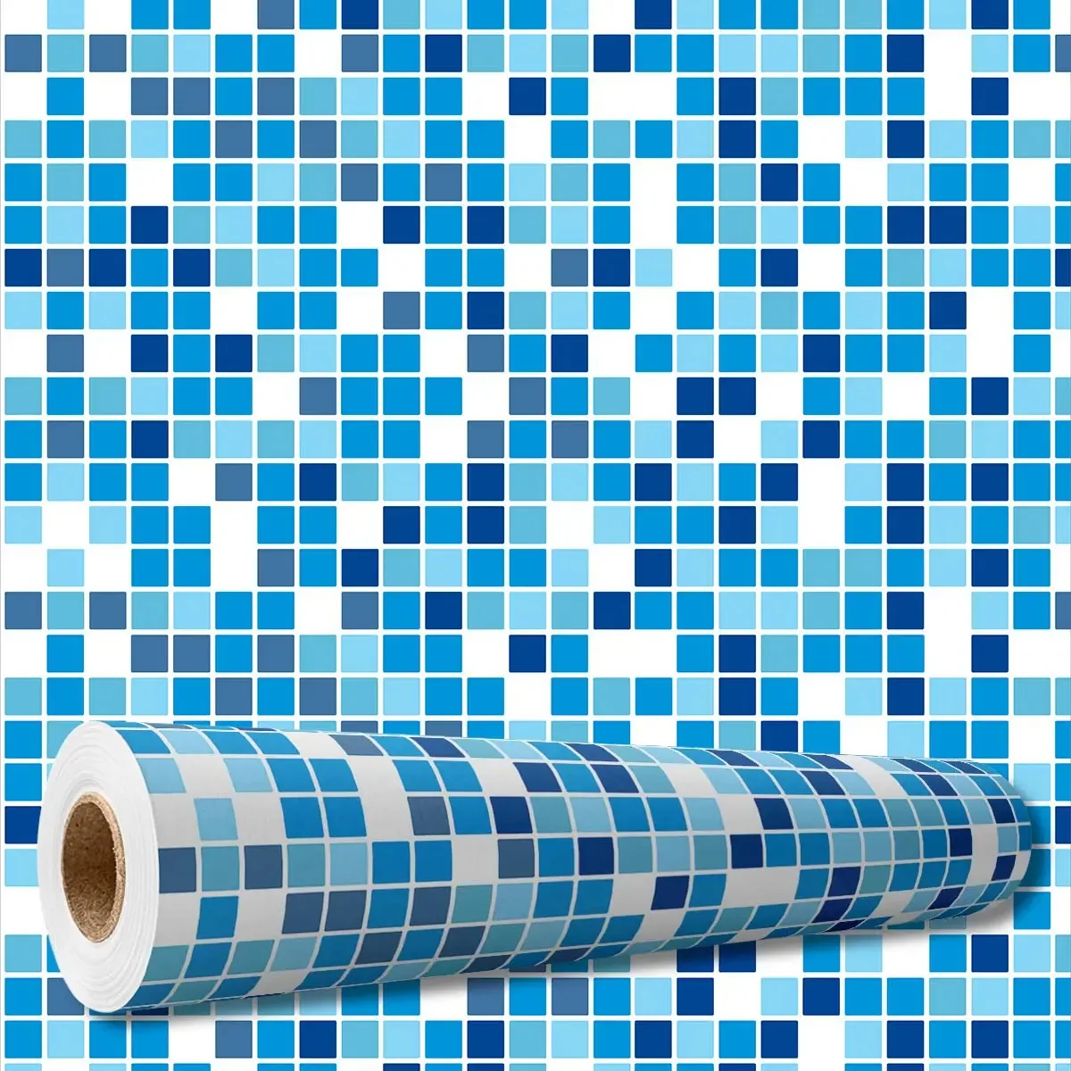 Adesivo Decorativo 3 Mts Papel Parede Pastilhas Azul Branco Cozinha Banheiro Lavável Box