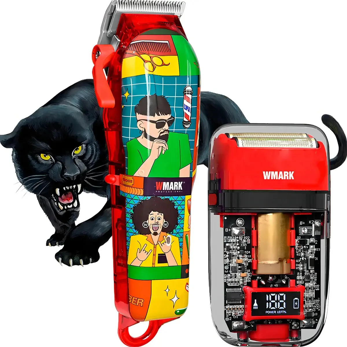 Kit 2x Máquinas Corte Shaver Profissional Wmark Ng128 Ng988 Cor Colorido