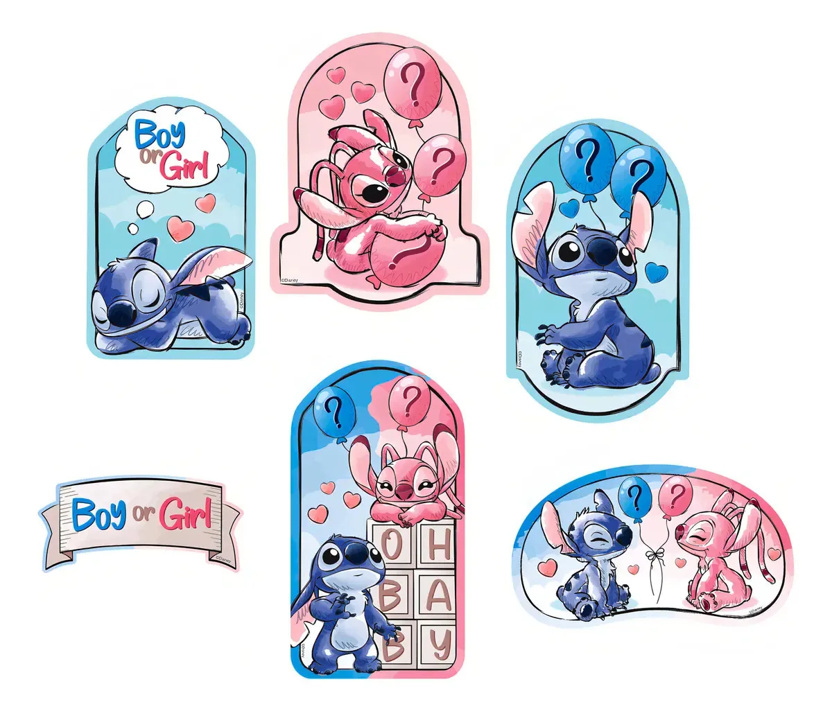 Kit Decorativo Chá Revelação Stitch Angel Disney