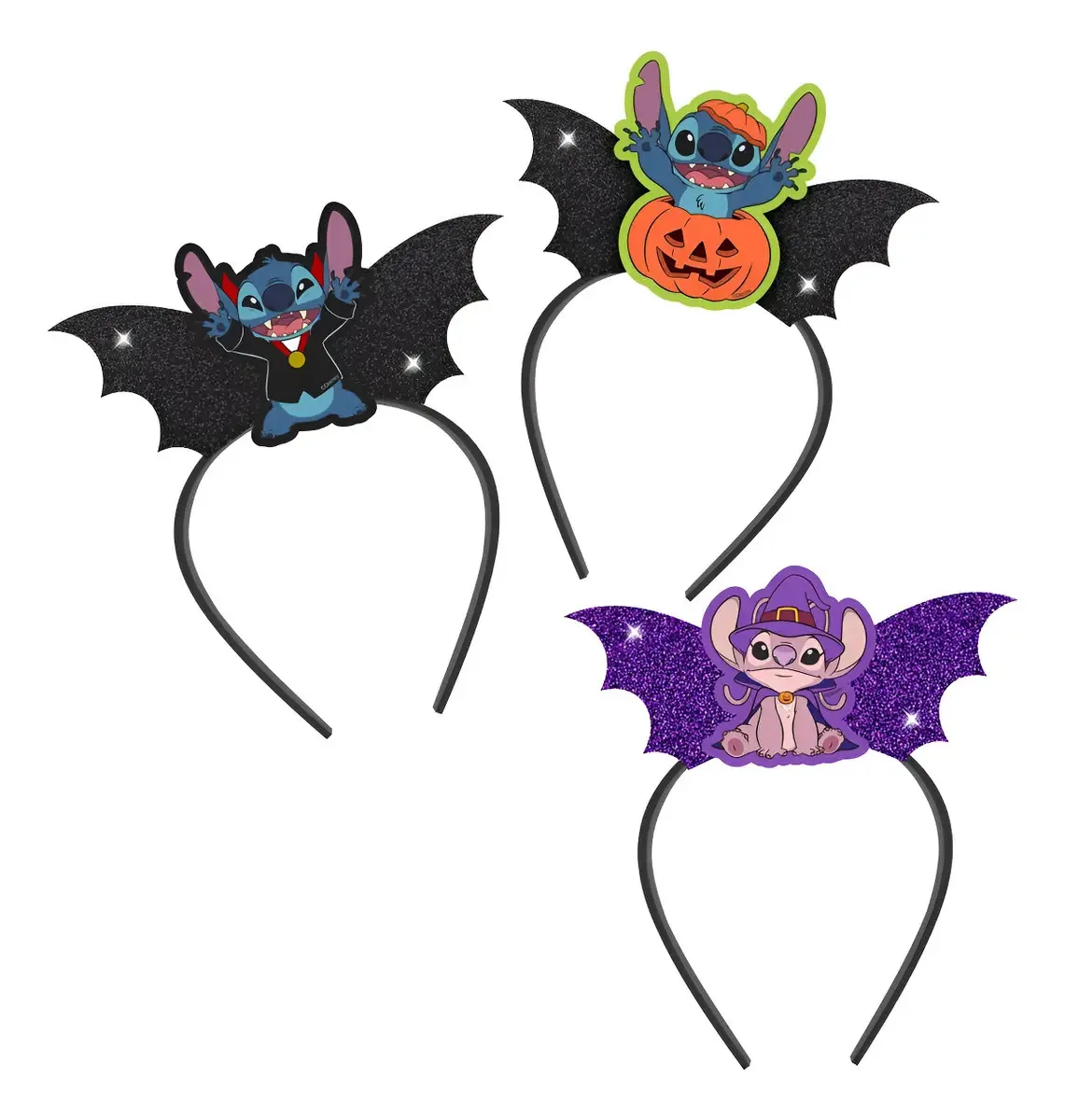 Adereço Festa Halloween Tiara Stitch Vampiro Sortido 21cm