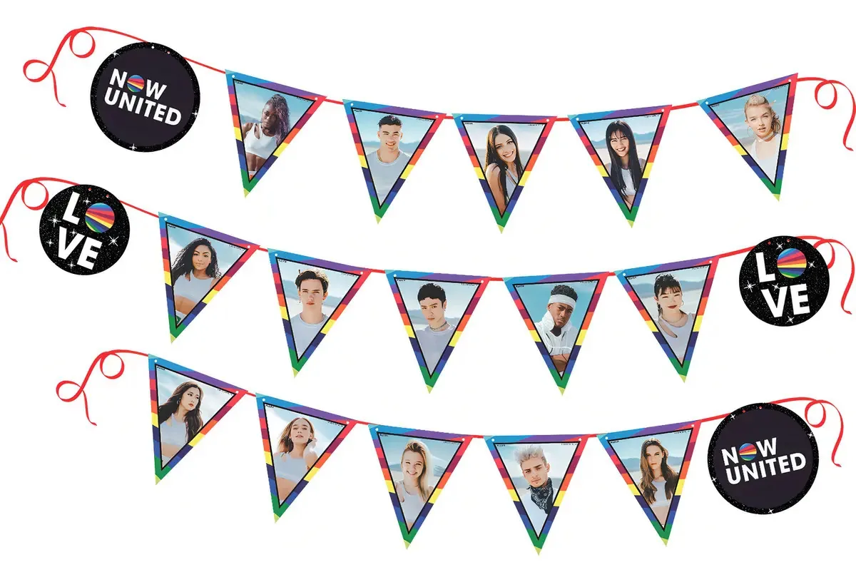 Faixa Decorativa Festa Piffer Now United Preta e Colorida em Cartolina