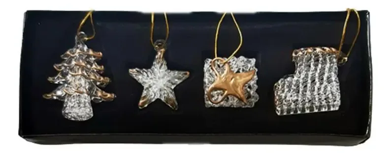 Pendente De Natal De Cristal Figuras Natalinas Kit 4 Peças