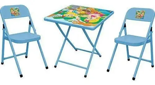 Mesa Infantil Escolar Dobrável Com 2 Cadeiras Azul Meninos