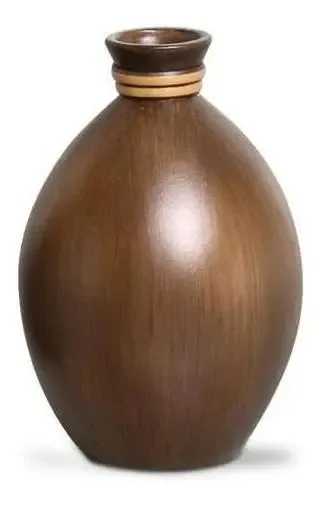 Vaso Decorativo De Cerâmica Marajó Pequeno Amadeirado