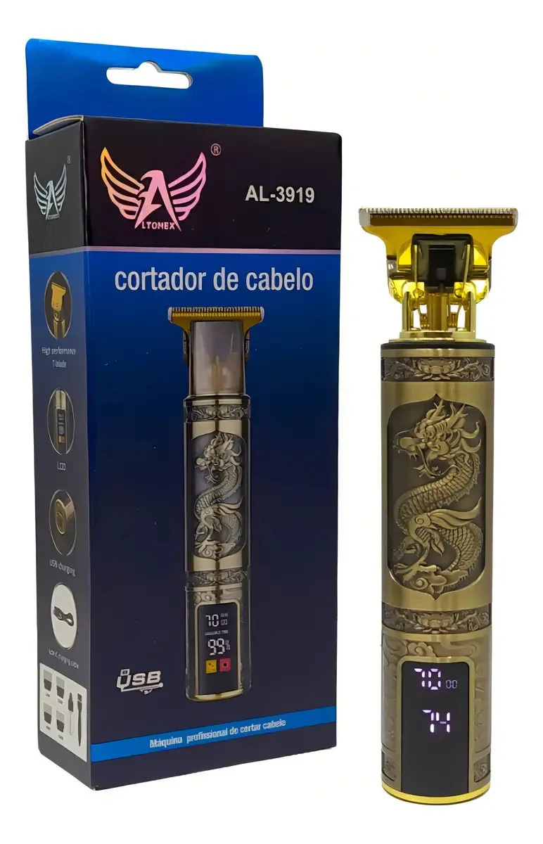 Aparador De Pelo Barba Corta Cabelo Profissional Altomex Al Cor Dourado