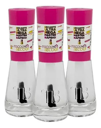 Kit 3 Secante Ultra Piscou Secou Mega Rápido Top Beauty Sos