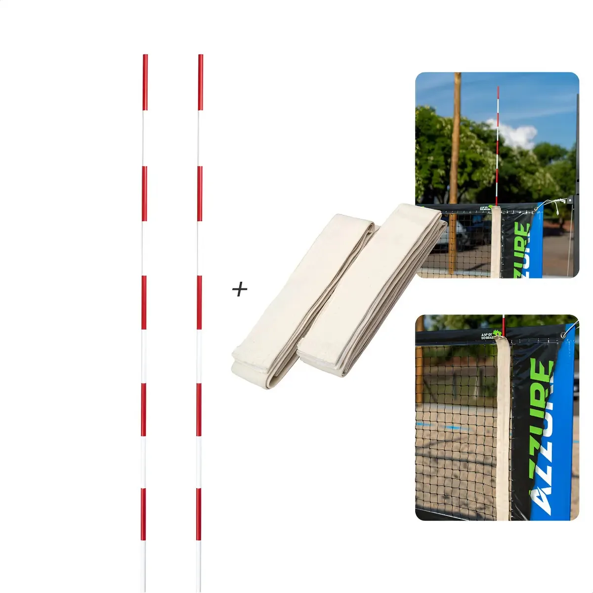 Kit Antenas + Suporte De Antena (c. Velcro) P/ Rede De Volei Cor Branco
