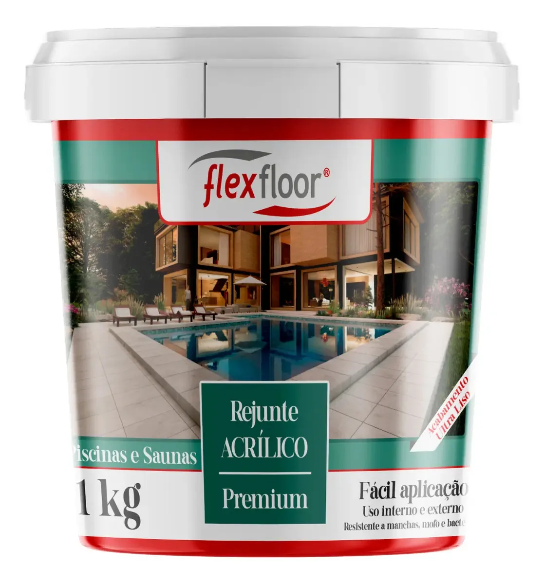 Rejunte Acrílico impermeavel Flexfloor 1kg Cinza Platina