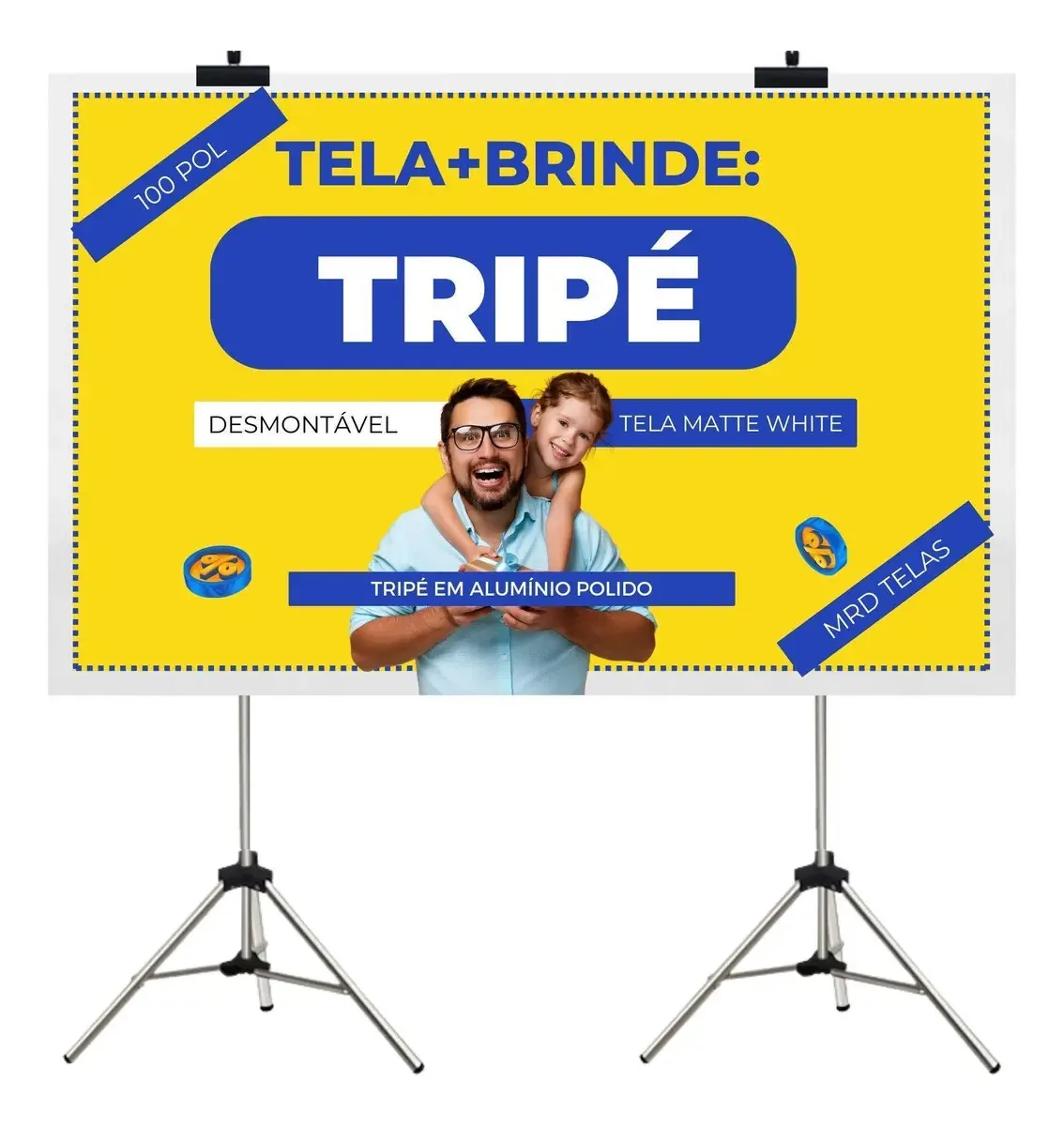 Telão De Retroprojetor Com Tripé Tecido Para Datashow Tripé