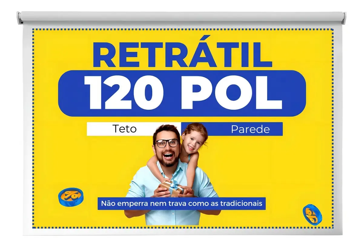 Tela De Projetor Retrátil Telão Para Projeção Retrátil Teto