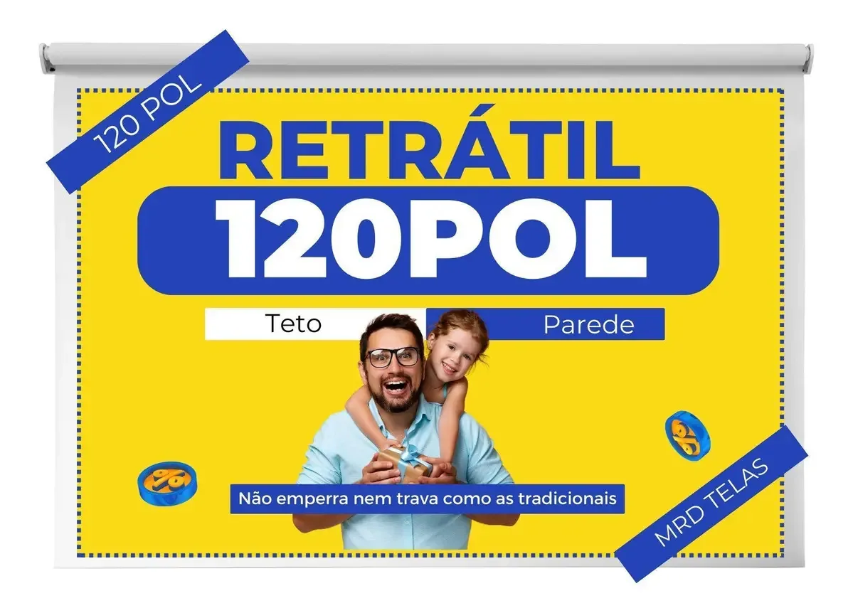 Tela Projetor Telão Retrátil Teto Parede 120 Polegadas