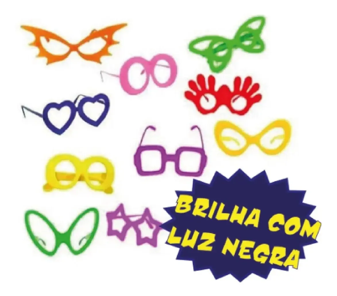 Kit 50 Unidades Óculos Neon De Festa Balada Modelos Sortidos F E F