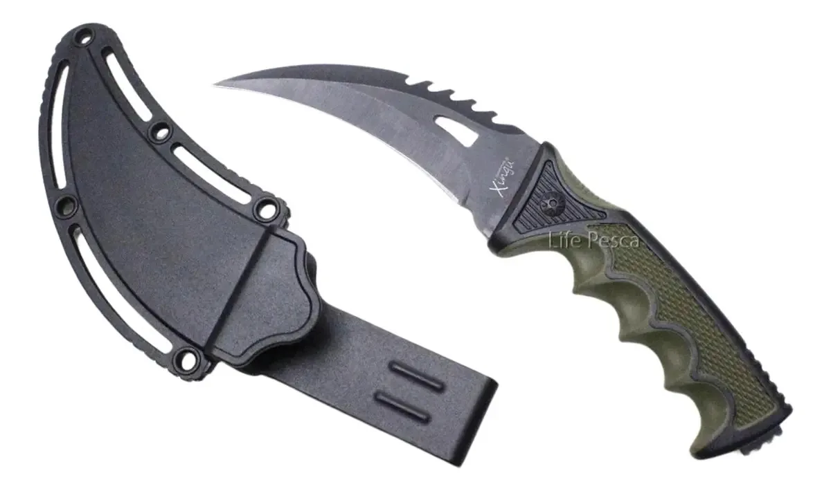 Faca Esportiva Xingu XV3444 Aço Inox Verde Caça Pesca Camping