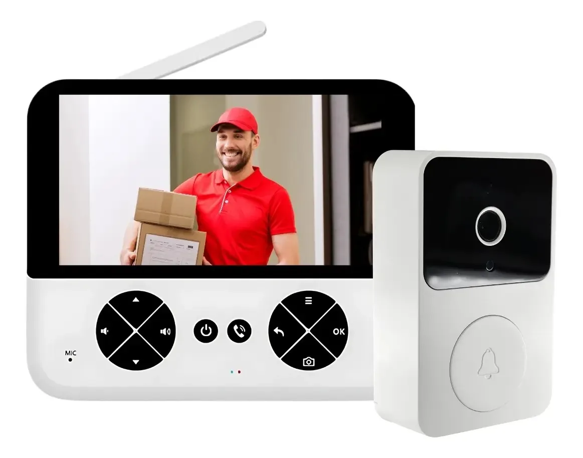 Vídeo Porteiro 4.3 Sem Fio Visão Noturna E Gravação Cor Branco