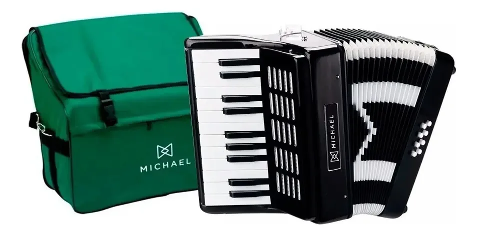 Acordeon Michael 8 Baixos Preto Modelo ACM0822