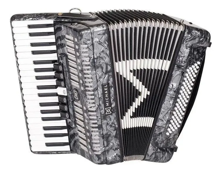 Acordeon Michael ACM8007N 80 Baixos Preto Com Case