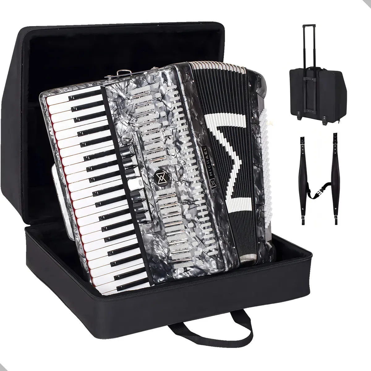 Acordeon Michael Acm12007 120 Baixos Preto Perolado Pbk