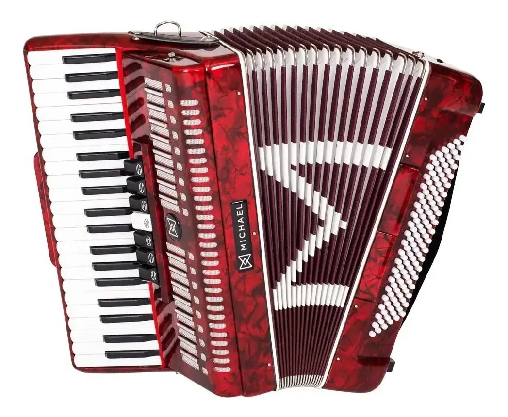Acordeon Michael ACM12007 120 Baixos Vermelho Com Case