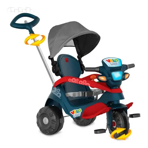 Velobaby Reclinável com Capota Passeio & Pedal - Azul - Bandeirante
