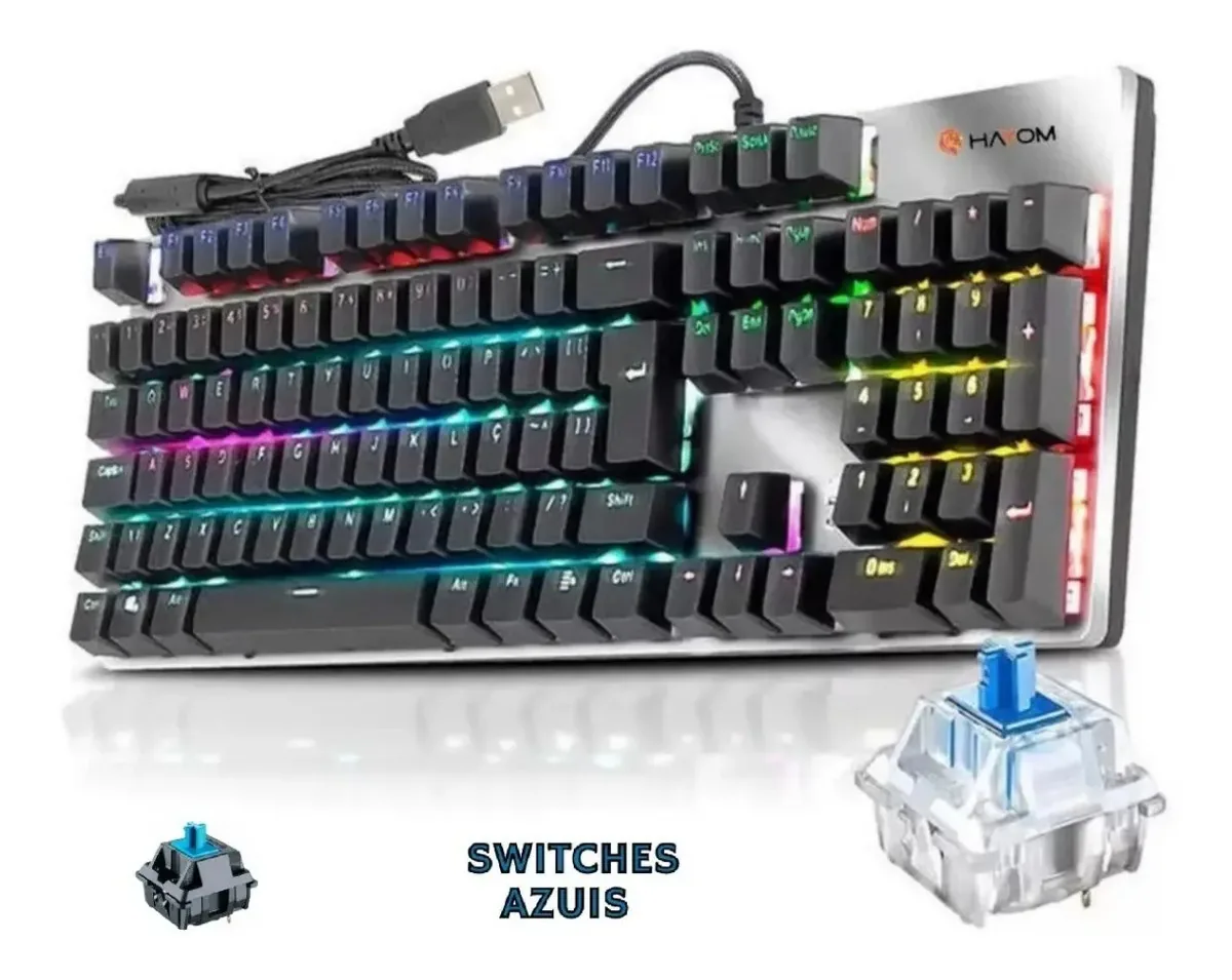 Teclado Mecânico Gamer Led Painel De Metal Rollover