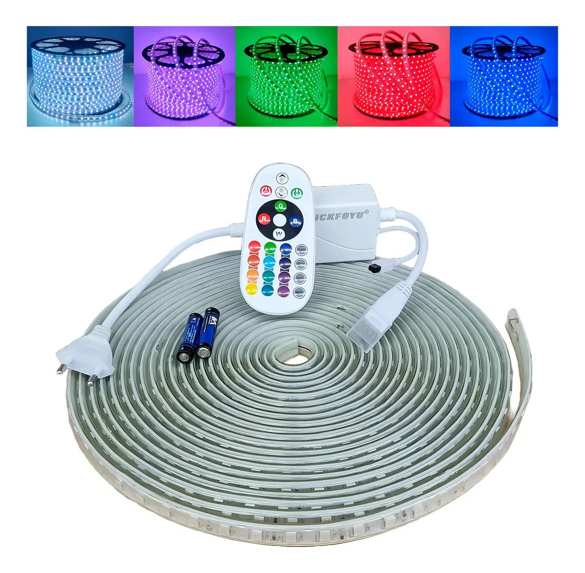 Mangueira LED RGB TYF IP65 5050 2m 60 LEDs/m com Controle e Fonte