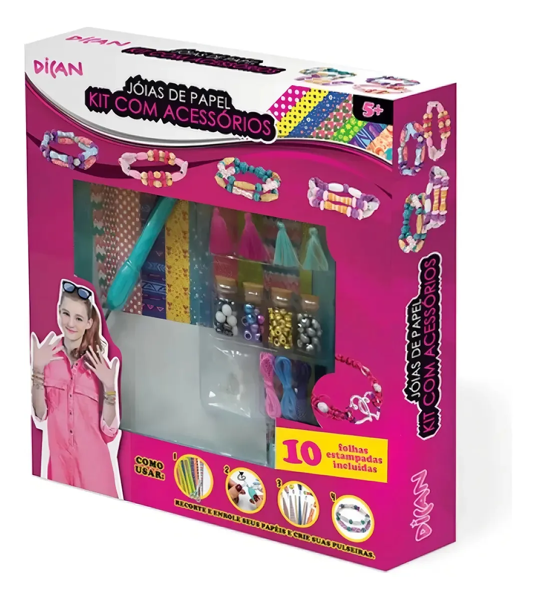 Kit Beleza Jóias De Papel Com Acessórios Infantil Dican 4504