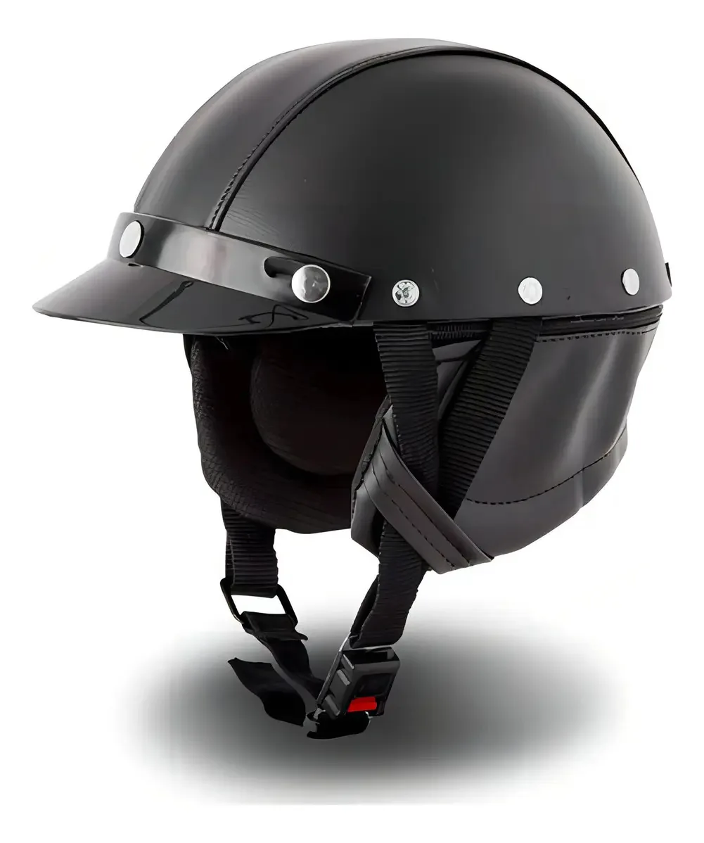 Capacete Para Motos Coquinho Custom Couro Boulevard Harley Cor Preto Tamanho do capacete UNICO