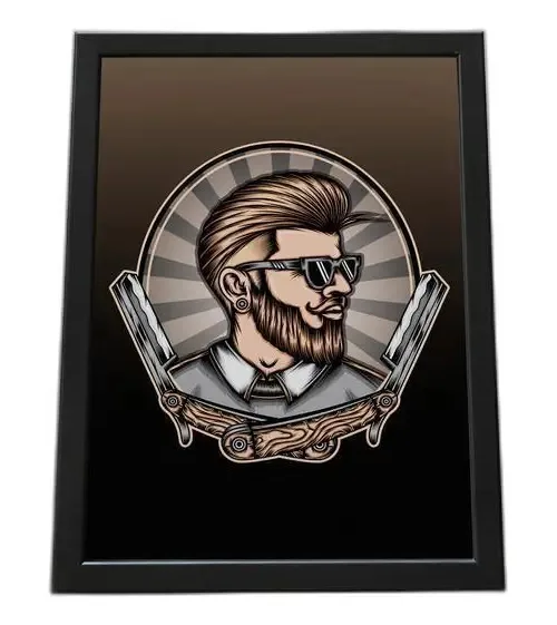Quadro Com Moldura Barbearia Desenho Homem