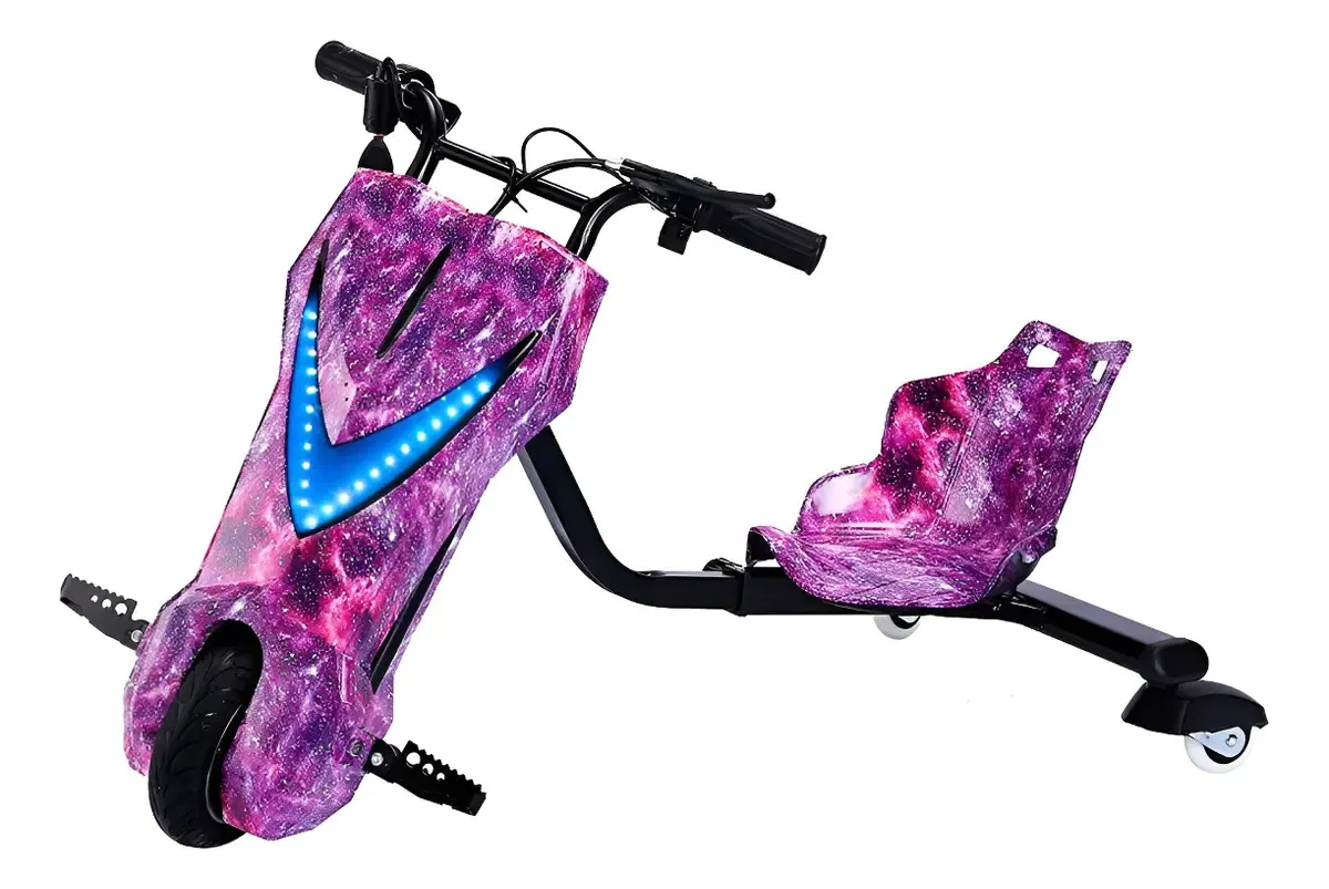 Triciclo Drift Elétrico Infantil 3 V Kit De Proteção E Led Cor Galaxy
