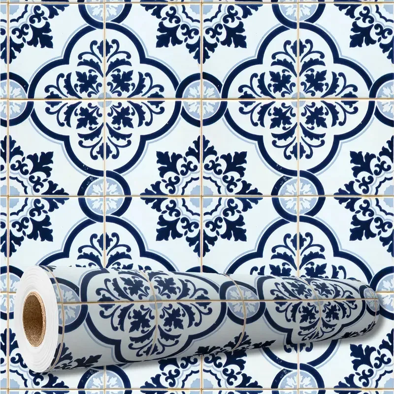 Adesivo Decorativo 3 Metros Papel Parede Azulejo Português Azul Cozinha Box Banheiro