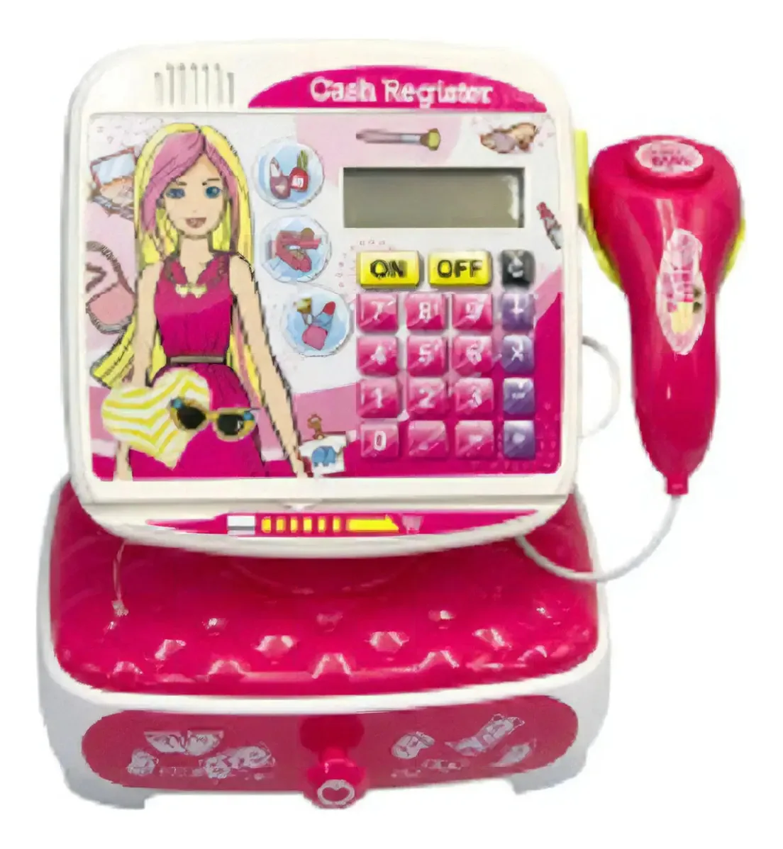 Maquina Caixa Registradora Brinquedo Com Visor Digital Luz Cor Rosa