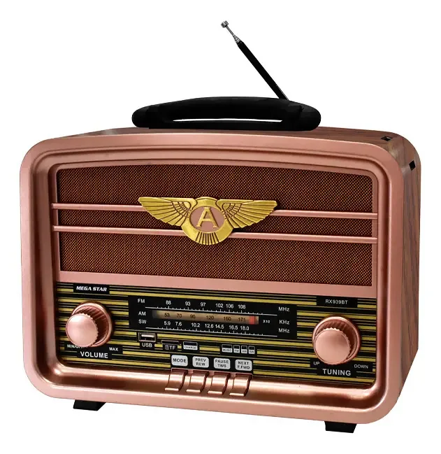 Rádio Portátil Megastar RX939BT AM/FM Bluetooth Rosa/Marrom