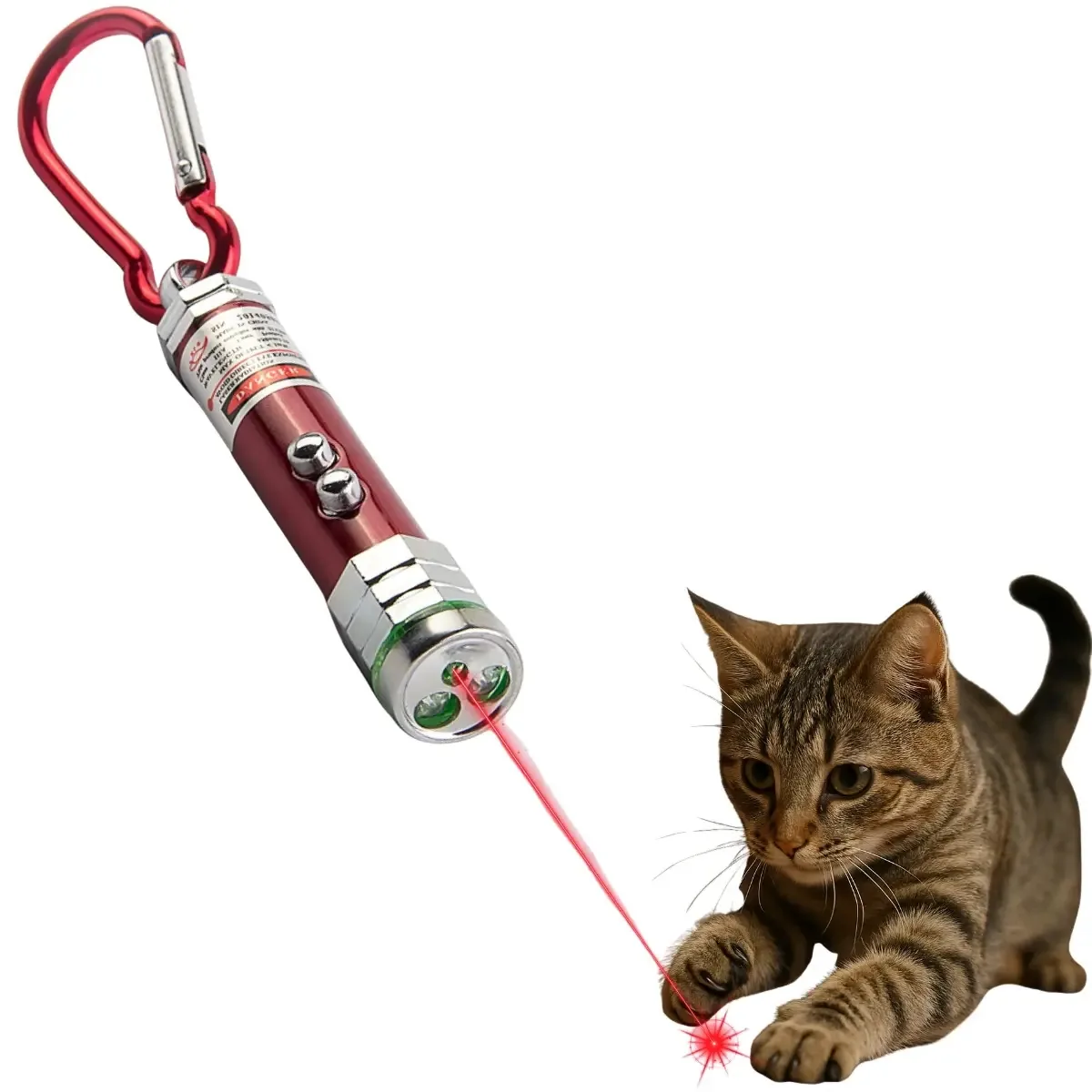 Chaveiro Laser Pointer Pet 3x1 Enelpe Brinquedo Para Gatos E Cachorros Com Lanterna Led E Estímulo Anti Tédio
