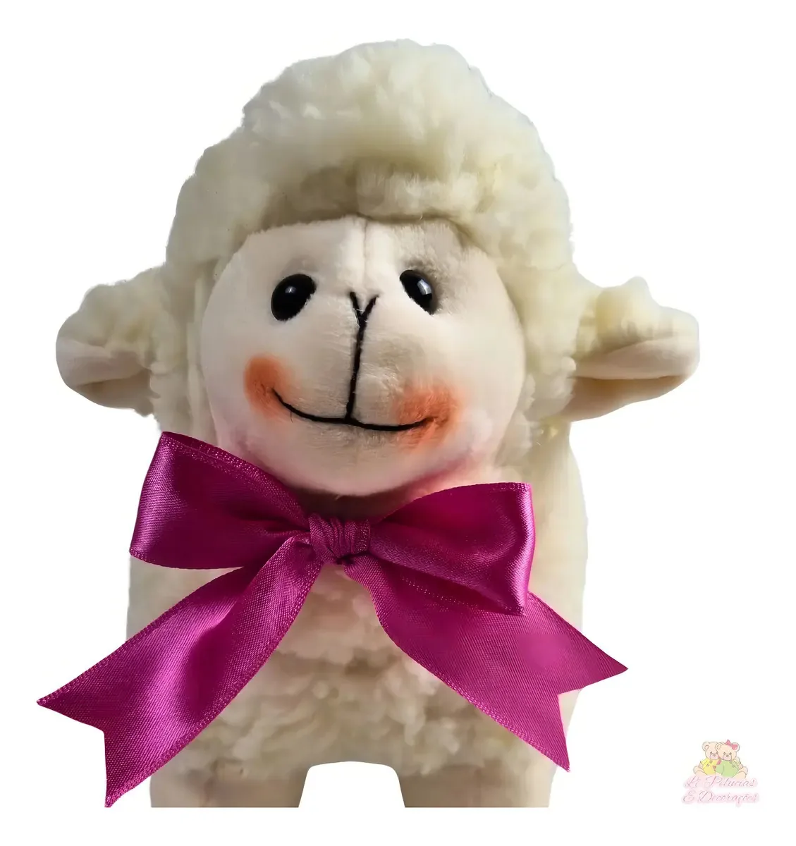 Ovelha De Pelúcia Le Pelúcias Rosa-chiclete 20cm Decoração Infantil