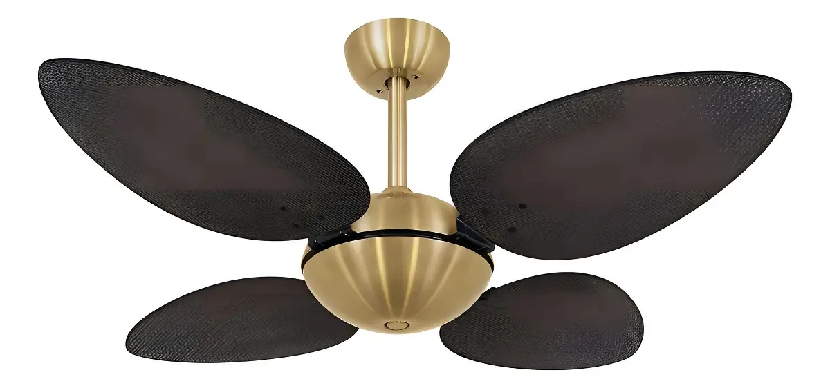 Ventilador de Teto Volare Office com 4 Pás Tabaco e Estrutura Dourada, 43 cm