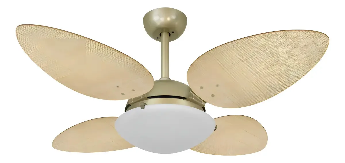 Ventilador De Teto Ouro Velho Vda 4 Pás Pétala Ratan Palha