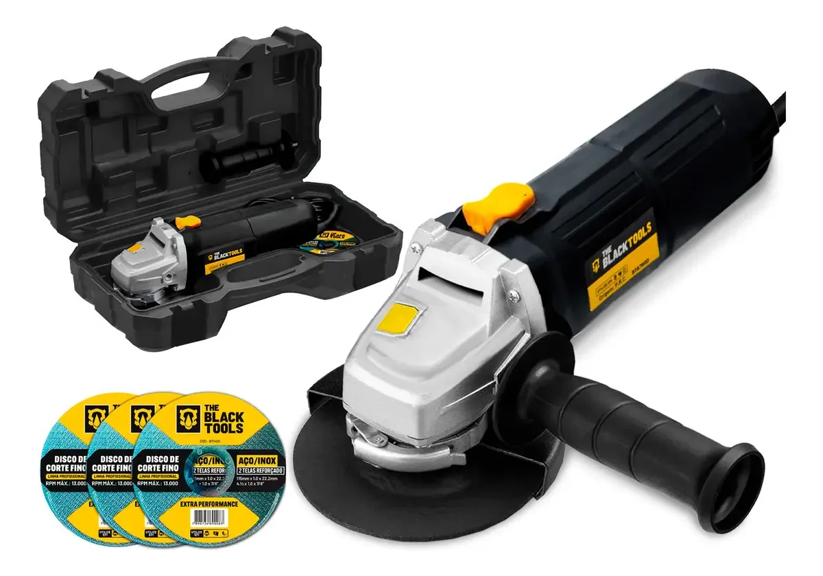 Esmerilhadeira Angular The Black Tools 750W Com Acessórios e Maleta