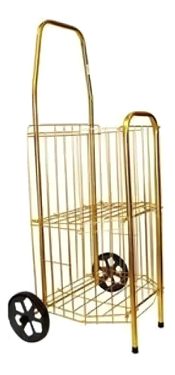 Carrinho de Feira Madame Aço Dobrável Dourado 30kg