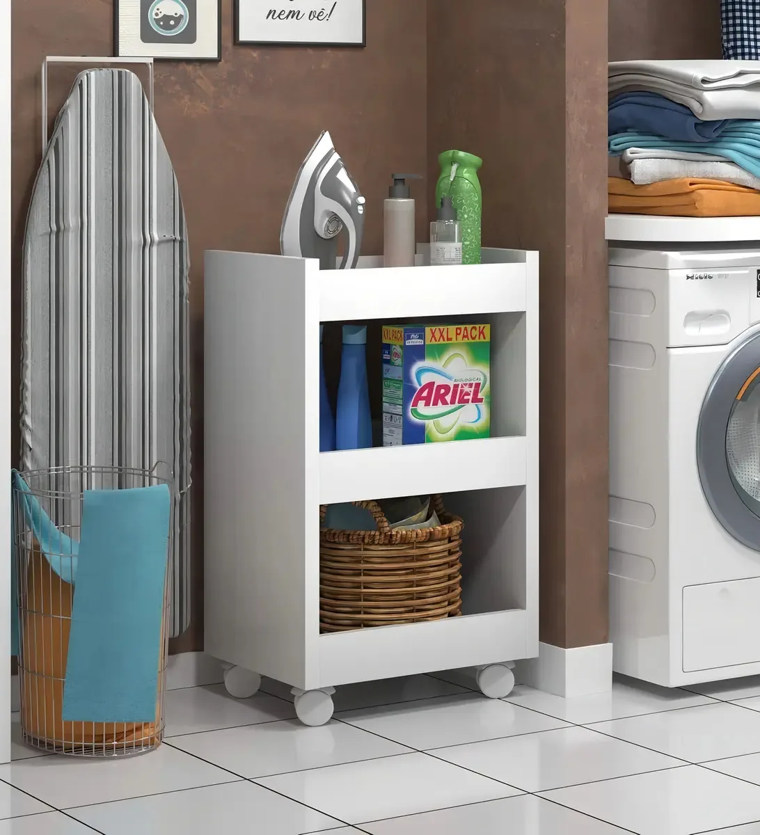 Armário Multiuso Balcão Branco Para Lavanderia & Cozinha
