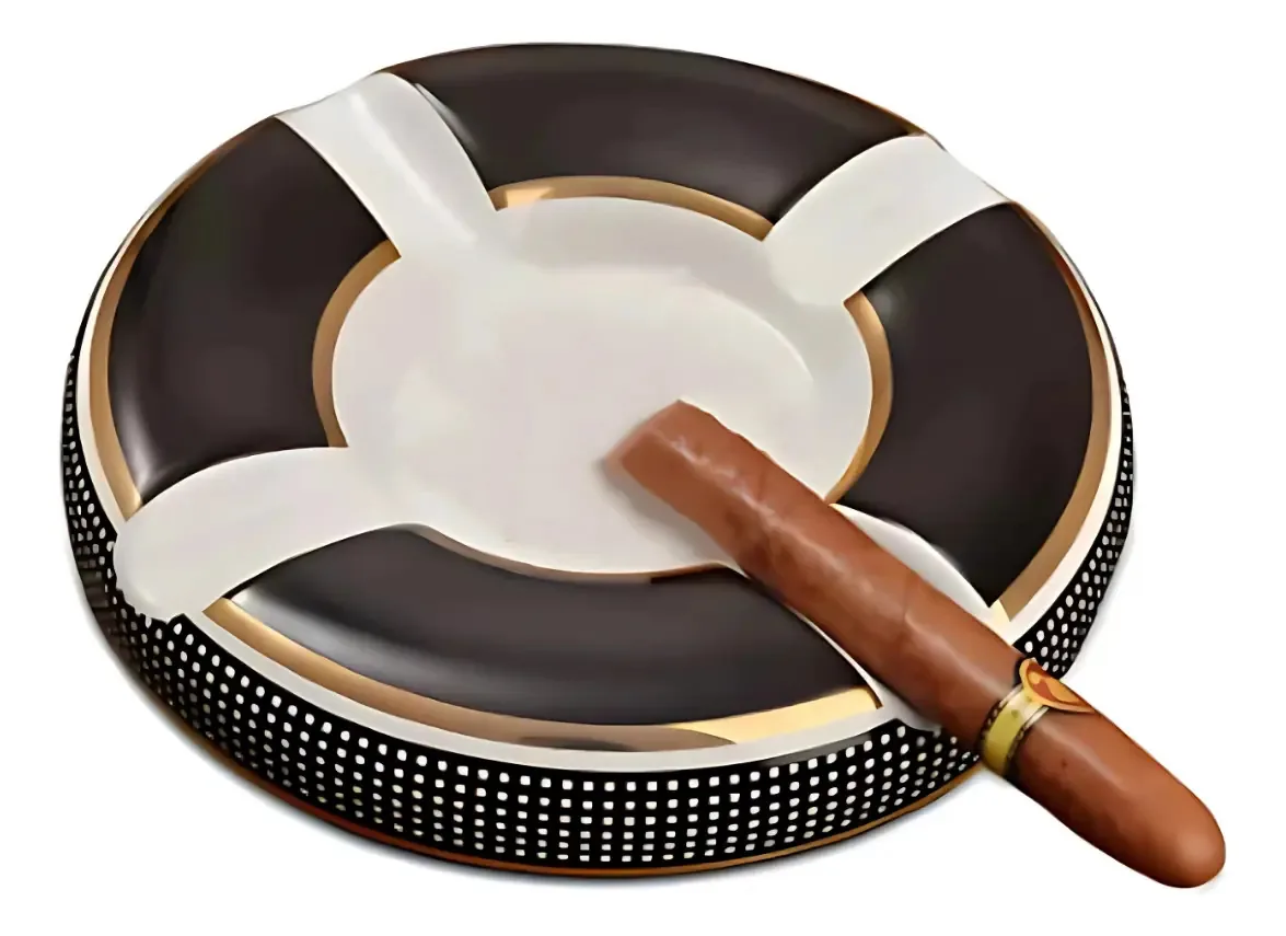 Cinzeiro de Mesa MS Cerâmica Preto para Charutos Casa Bar Restaurante