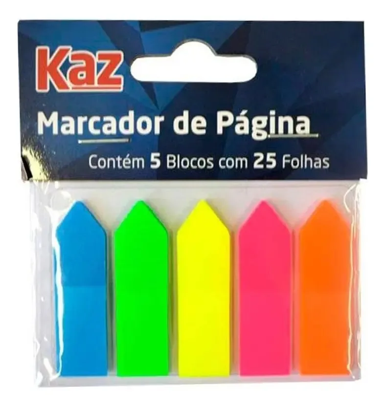 Marcador De Pagina Colorido 25 Folhas Kaz