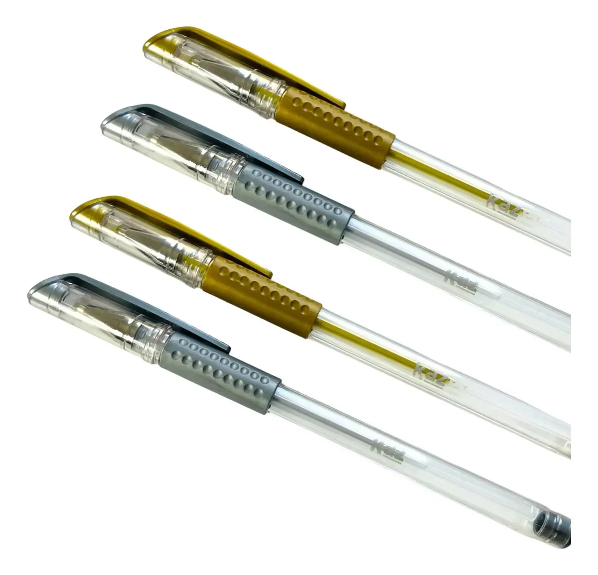 Kit 4 Canetas Gel Kaz Dourada e Prata Tinta Metálica Papel Escuro