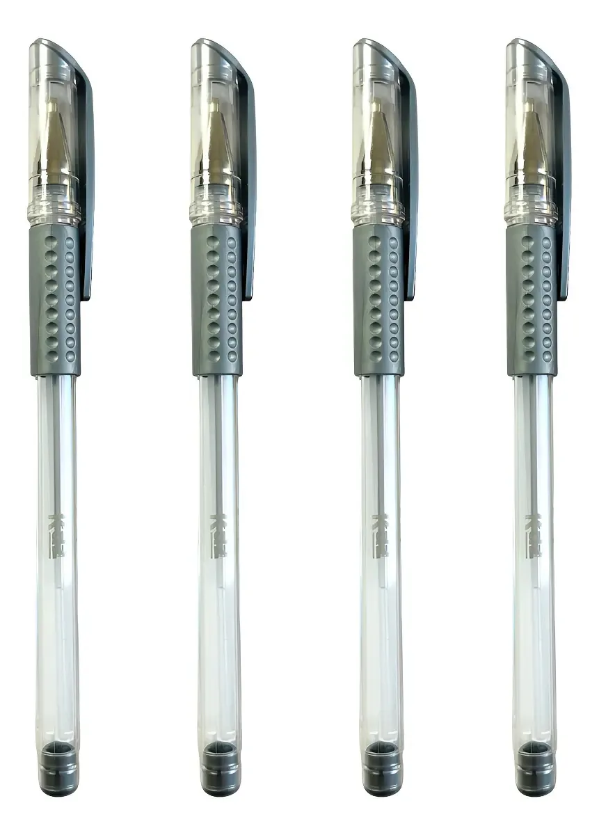 Kit 4 Canetas Gel Kaz Dourada e Prata Metálica Ponta Fina Papel Escuro