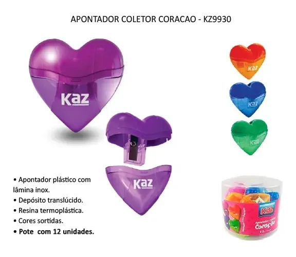 Apontador Coletor Depósito Plástico Coracao